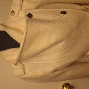 GUESS Asymmetrical Belted Coat, Color Ivory, Size M